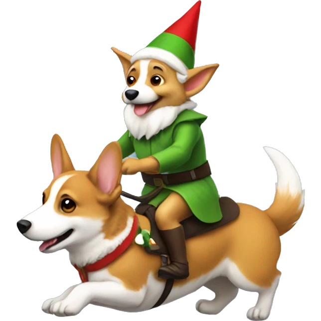 Elf riding a corgi emoji