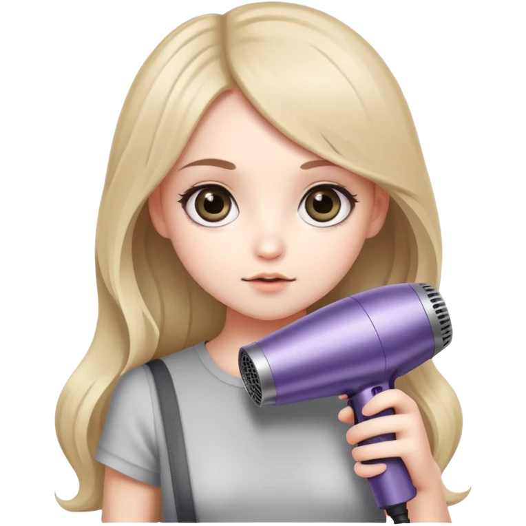 chibi girl with big eyes holding a Dyson hair dryer emoji