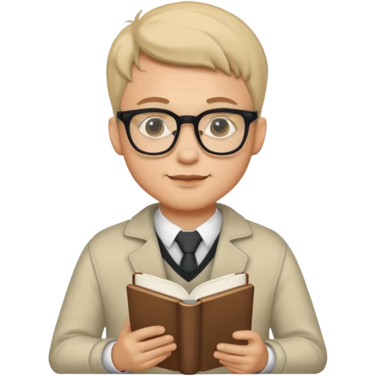 Nerd man wearing glasses with the book and computer emoji