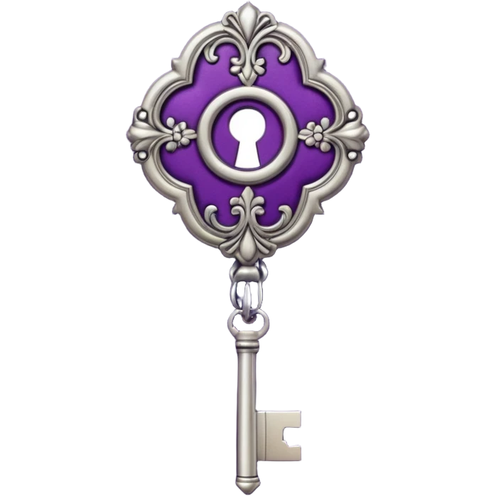 room key with antique silver purple leather emoji
