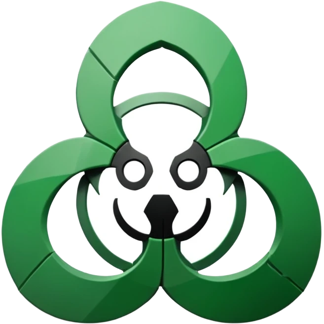 Minimalist emoji-style sticker of a fractured biohazard symbol with a small eye in the center. Stylized, geometric, no text.
 emoji