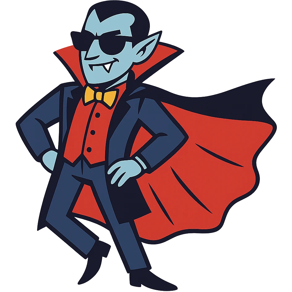 cool Dracula, stylish and modern, sunglasses, confident pose emoji