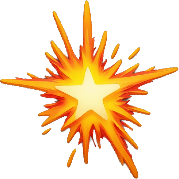 A cartoon-styled representation of a collision. Depicted as a star-like, red-and-orange-and-yellow fiery burst, generally with one point extending to the bottom right. emoji