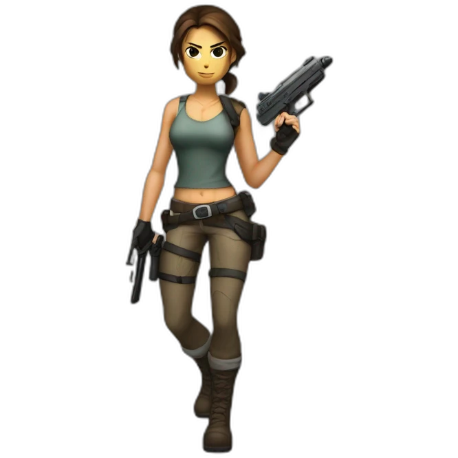 Lara Croft with a Gun emoji