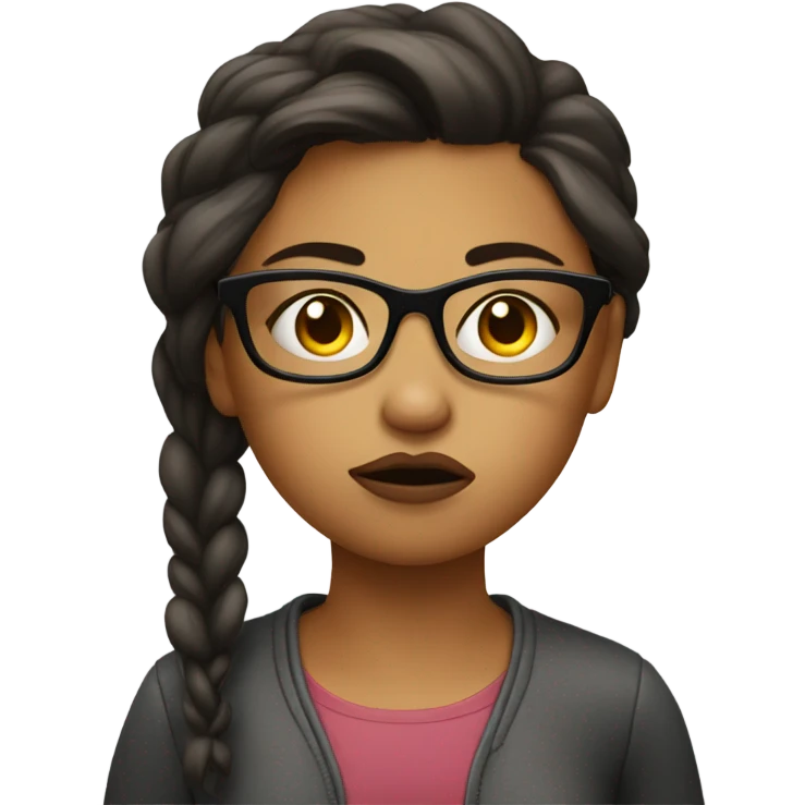 Girl with glasses pouting emoji