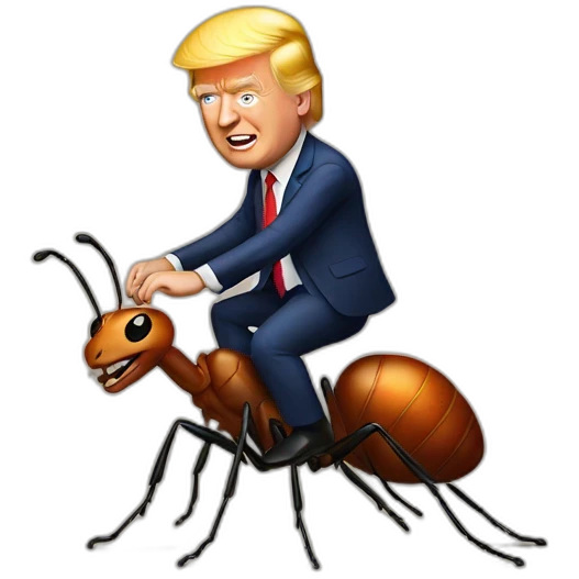 Trump riding an ant emoji