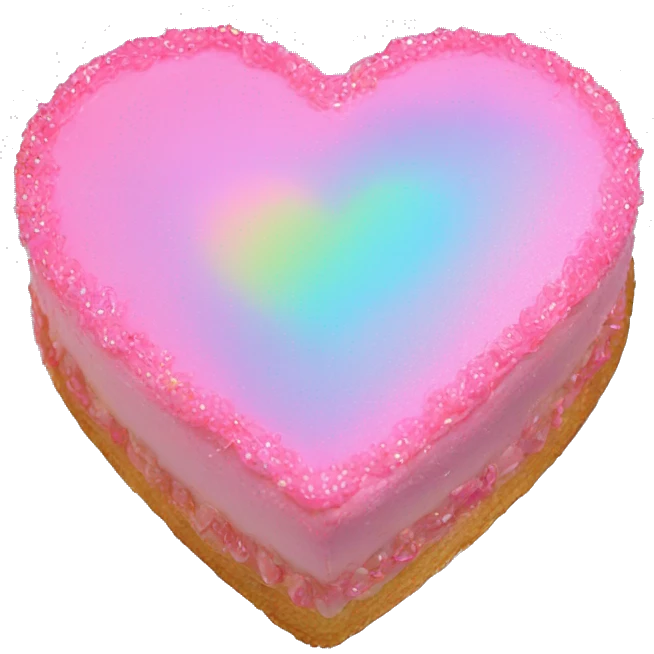 Iridescent heart shaped cake emoji