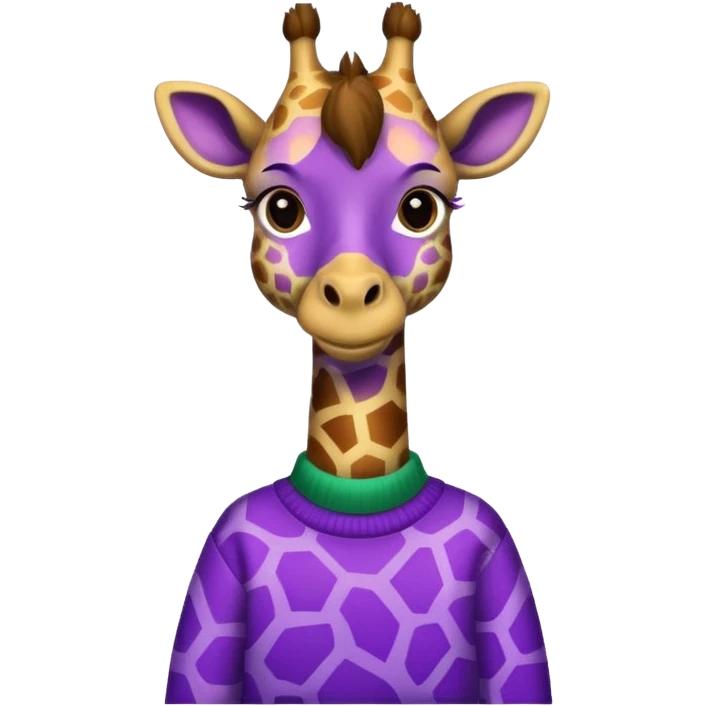 giraffe wearing green and purple sweater emoji