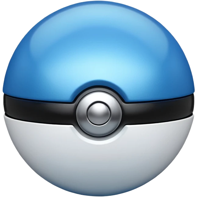 blue pokeball emoji, top half is a more saturated blue, bottom half is white, black stripe, with a metallic sheen emoji