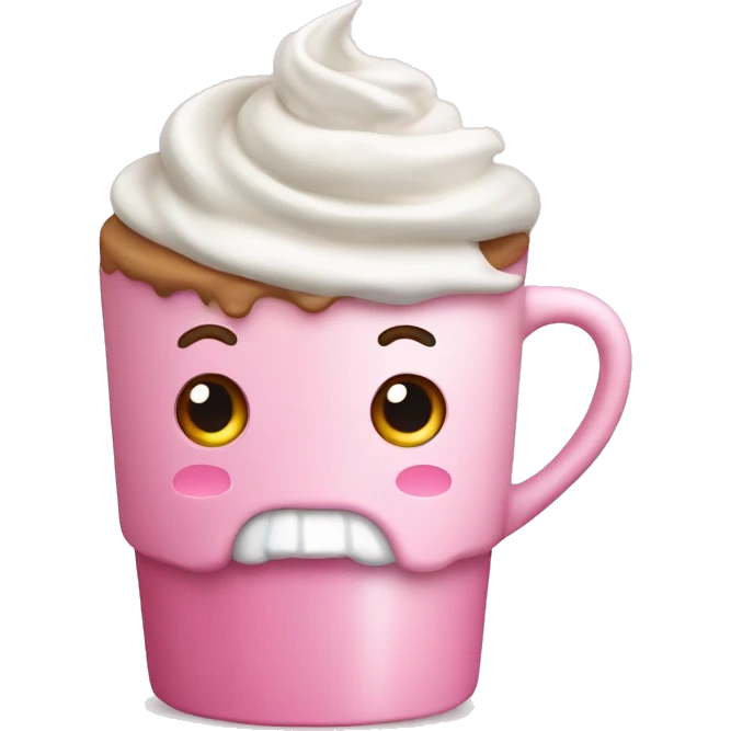 Coffee cup with pink whipped cream emoji
