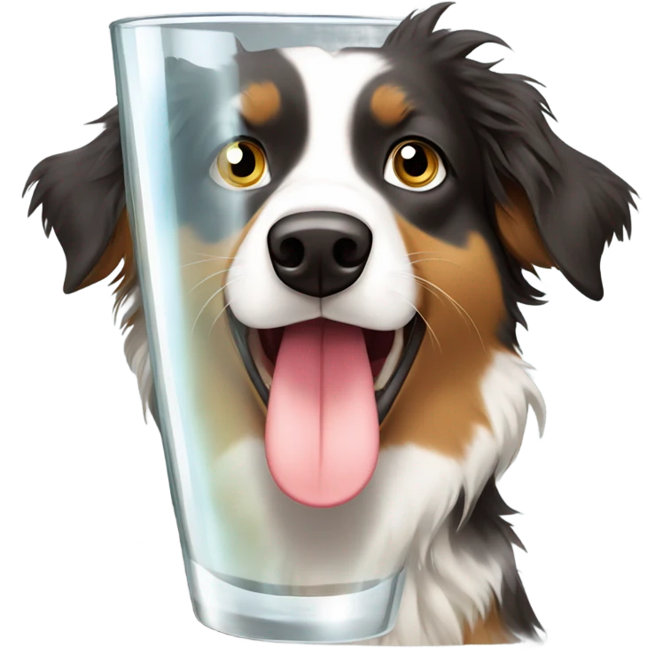 Australian sheppherd with glass emoji