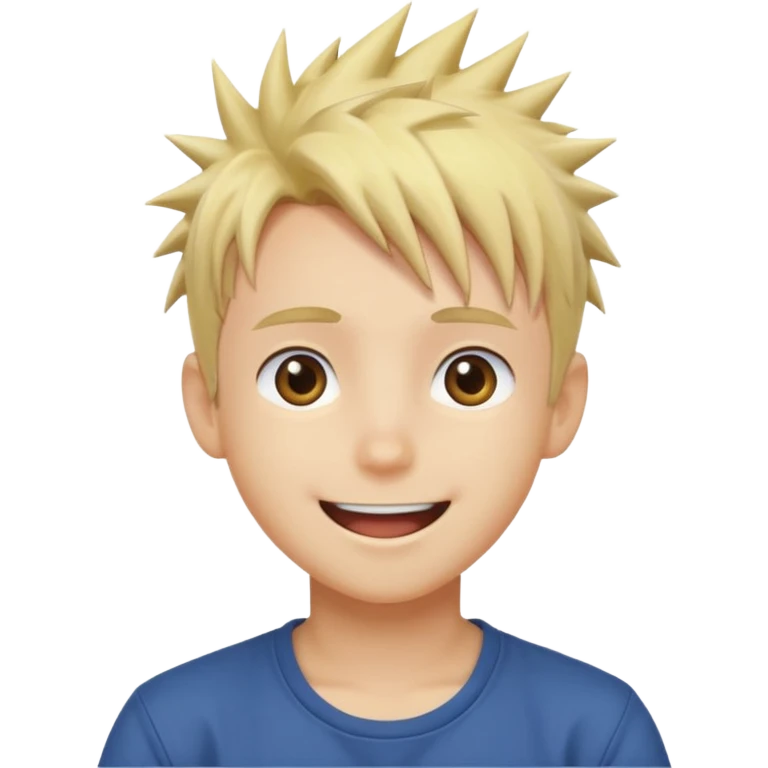 Naruto Anime style happy boy head emoji