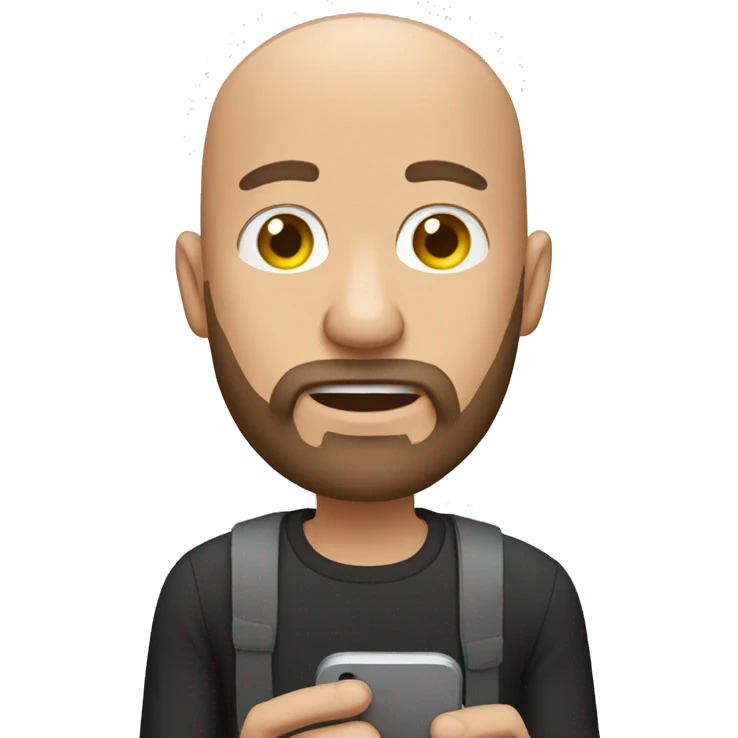 bald man with pepper beard on his phone emoji