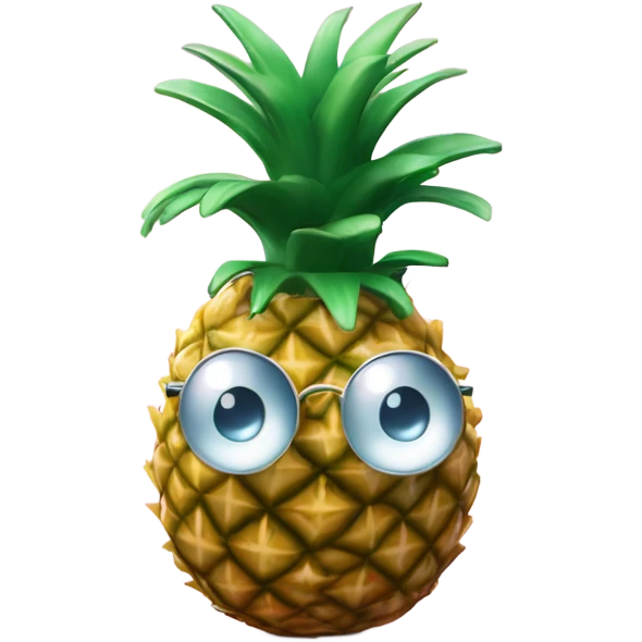 3D elegant pineapple🍍  with big shiny eyes 👀 pineapple holds mirror with its reflection 🪞🍍 emoji