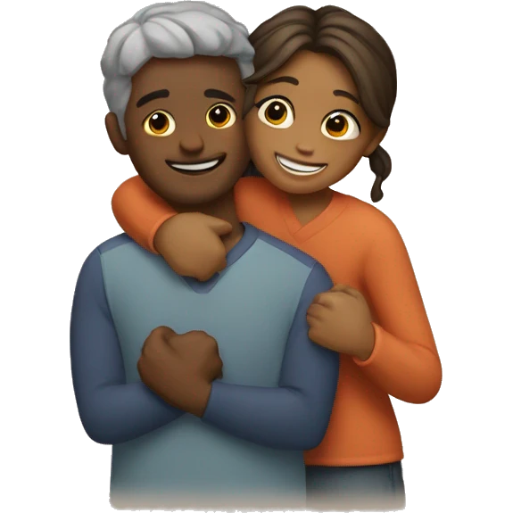 couple hug with warm smiles  emoji