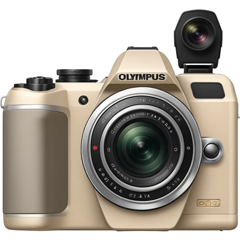 Extremely abstract Olympus Superzoom 70G camera, grayish-beige color, just the silhouette outline with no internal details emoji