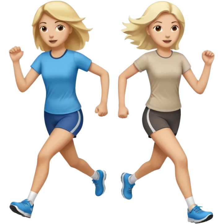 I want 2 women holding hands running in same direction, one is brunette, one is blonde emoji