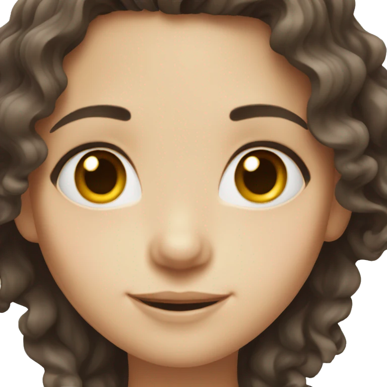 white Skin smiling girl with dark brown wavy hair  emoji