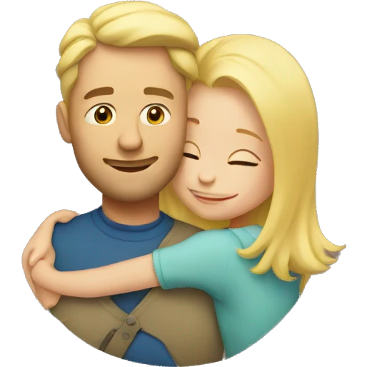 A father hugging his blonde daughter emoji
