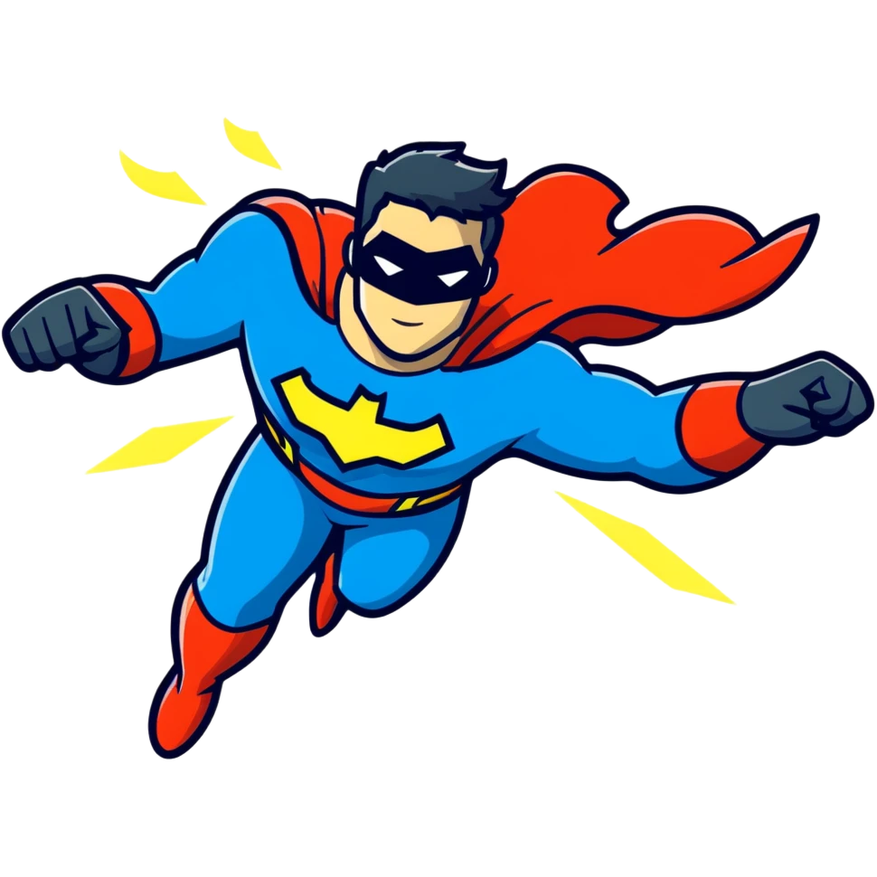 Flying superhero with energy glow around them emoji