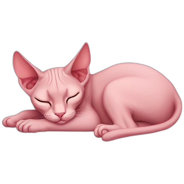 pink sphinx cat sleeping full body emoji