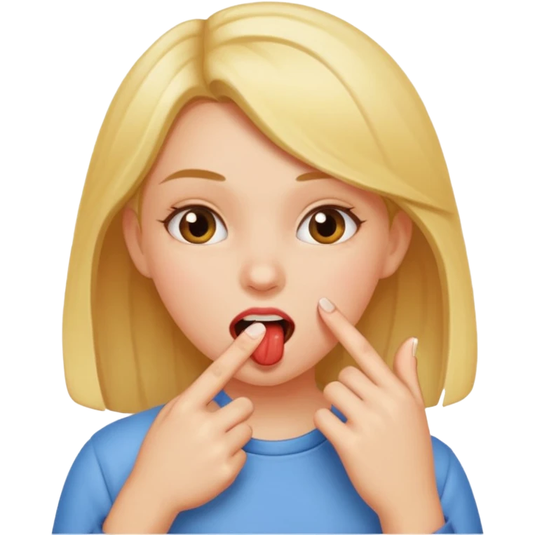 A girl biting her finger emoji
