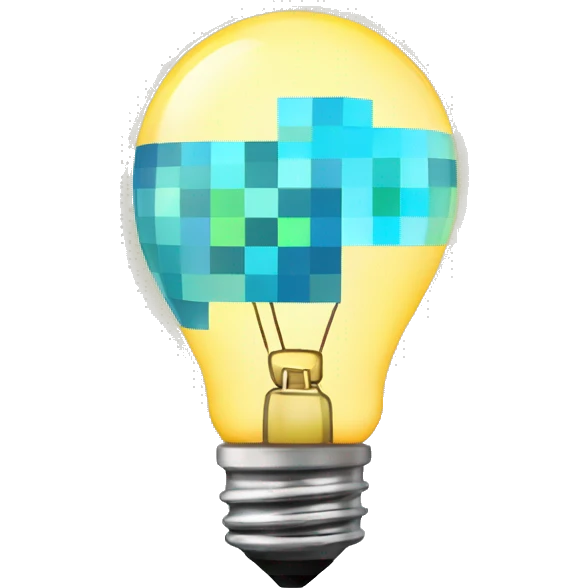 light bulb with Minecraft aura emoji
