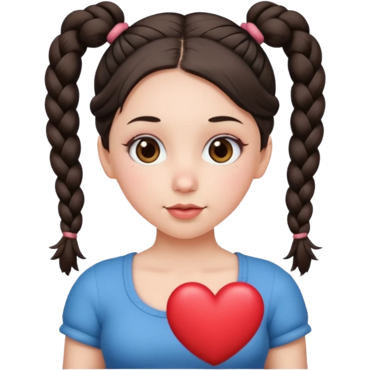 Her hair is in pigtails and her pubic hair is shaped like a heart.  She has wide hips emoji