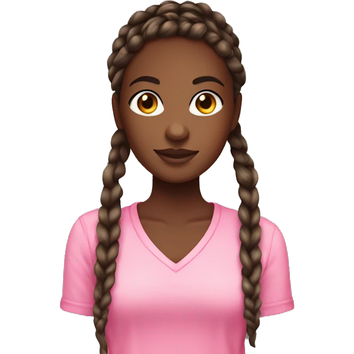 medium dark skin pretty girl with knotless braids and pink shirt emoji
