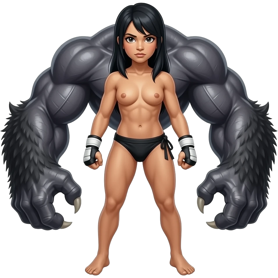 sexy Muay thai female monster remove everything but the girl and change her hair to dark also make her naked More monster, more naked emoji