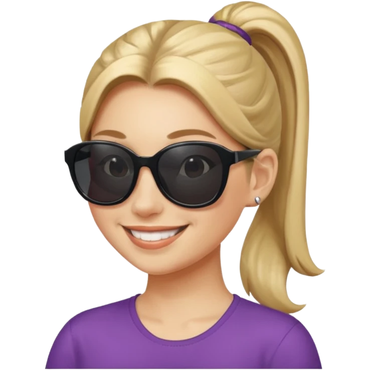 Woman with ponytail, sunglasses emoji