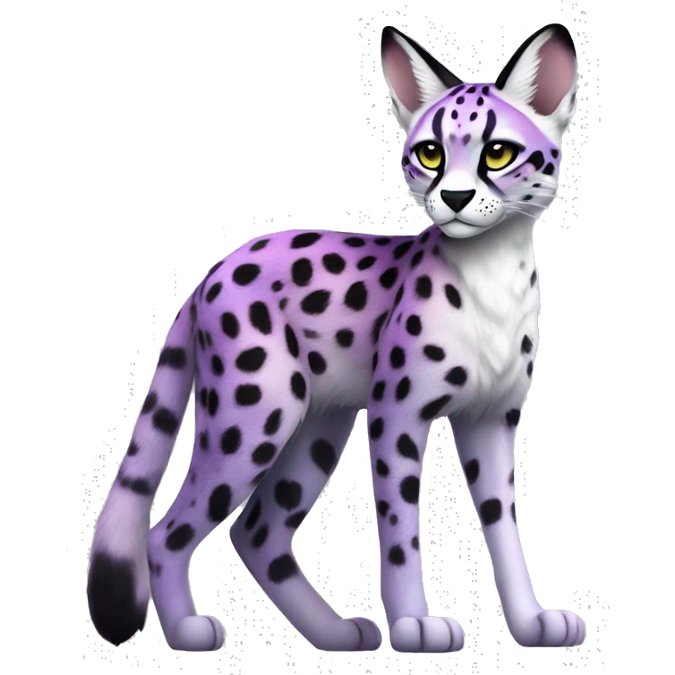Epic Edgy Colorful Cool Cute Realistic Black White Purple ethereal Serval-Fionbri fursona full body emoji