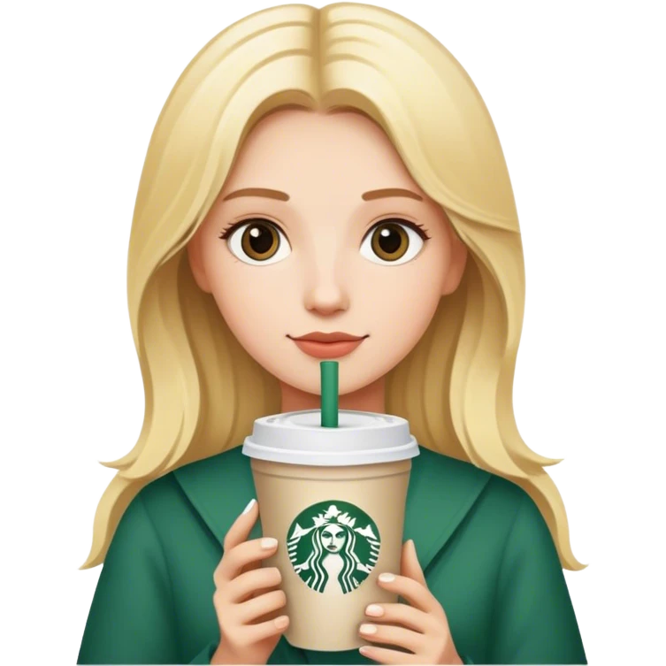 Blonde girl with starbucks emoji