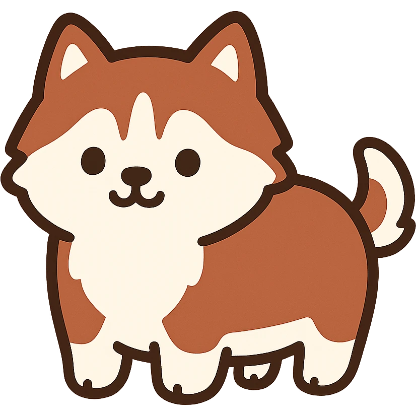 pusheen-style red siberian husky puppy emoji