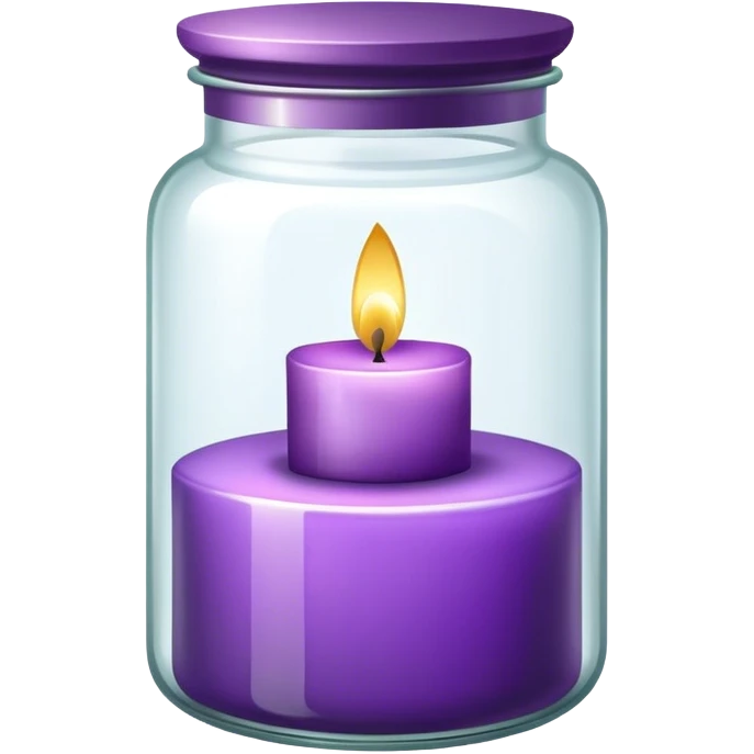 Purple candle in a glass jar with a glass cover emoji