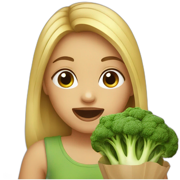 Girl eating broccoli  emoji