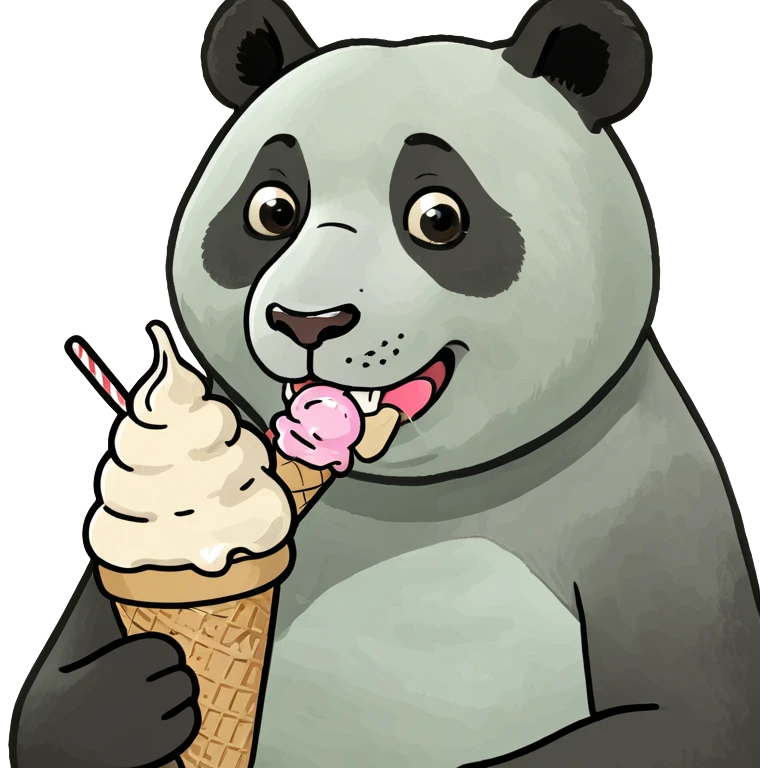 Panda eating ice cream emoji
