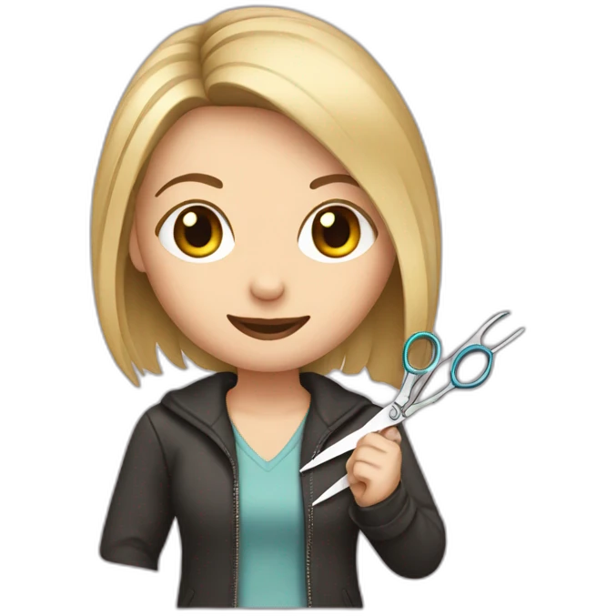 white girl with scissors emoji