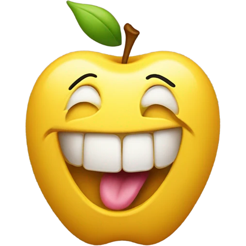 Typical apple yellow emoji sticking tongue out laughing into somebody’s face emoji