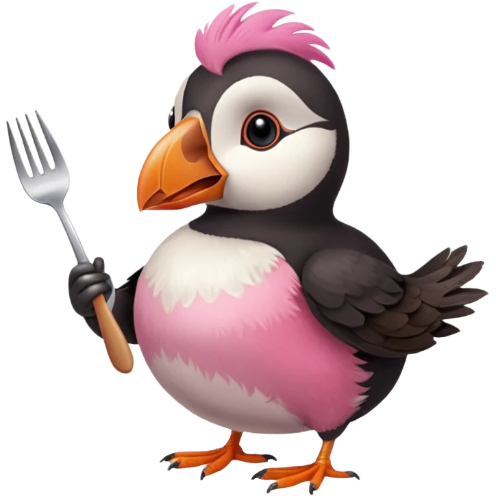 pink-colored puffin eating roast dinner emoji