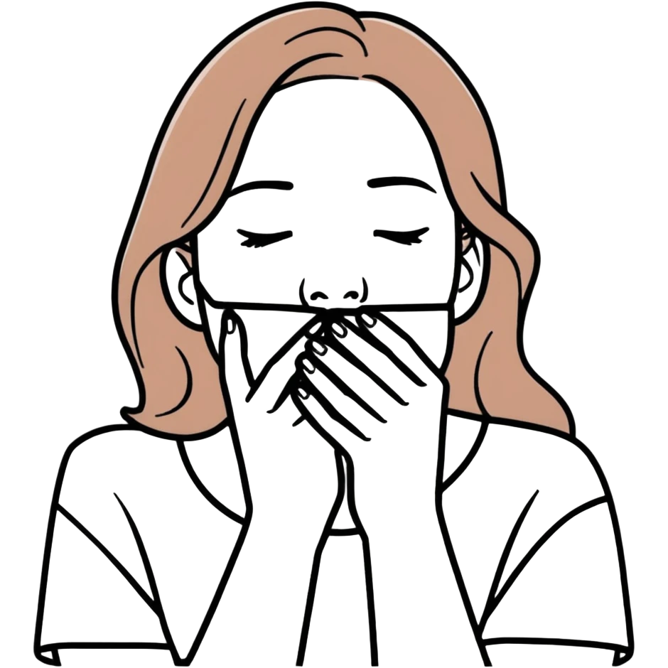 Una mujer tapándose la boca  emoji