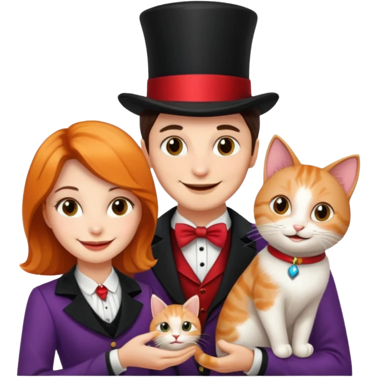 magician couple and their pet cat emoji