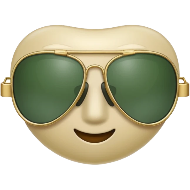 aviator sunglasses with light beige frame and dark green lenses, Apple emoji style, no text emoji