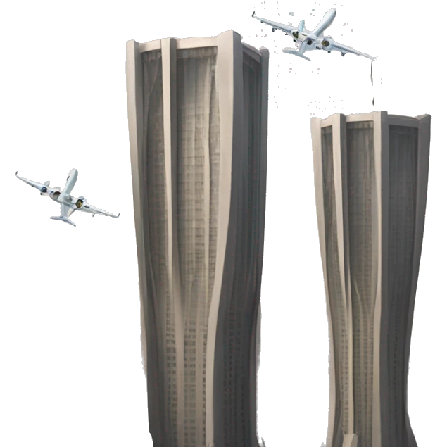 Two towers with airplanes flying really close emoji
