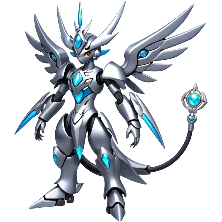 Shiny Futuristic Mechanical Glossy Celestial Godly Divine Metal-Fakemon-Pokemon-Digimon-Spectrobes-fusion, full body emoji