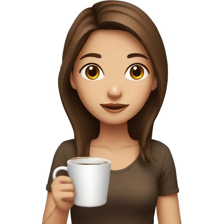 girl with brown hair and coffe  emoji
