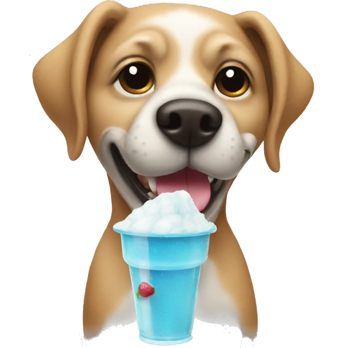 dog holding a slushie emoji