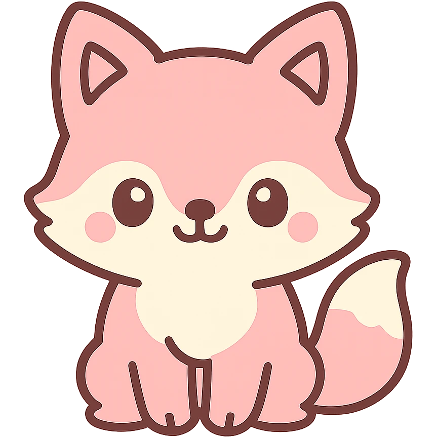 kawaii style pink fox, cute and playful emoji