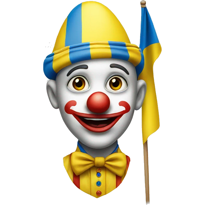Clown with a Ukrainian flag  emoji