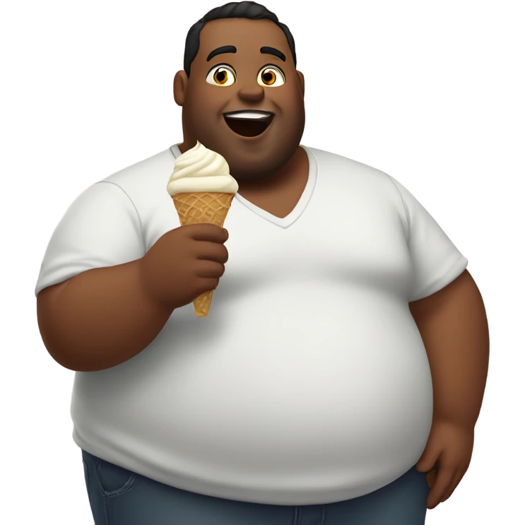 Fat guy eating ice cream emoji